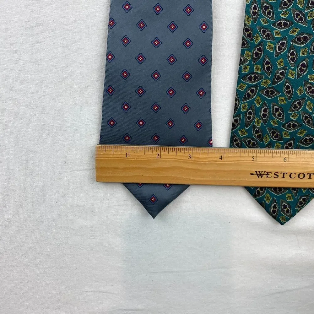 Lot of 3 CHRISTIAN DIOR MONSIEUR Silk Necktie Medallion Geometric Paisley VTG